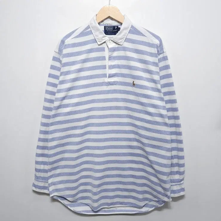 [BUNJANG] Polo Ralph Lauren USA Stripe Pullover Shirt Vintage Oversized Blue / 110 POLO 폴로 랄프로렌 긴팔 셔츠 USA 스트라이프 오버핏 블루