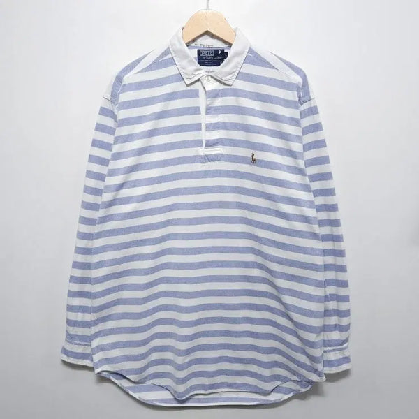 [BUNJANG] Polo Ralph Lauren USA Stripe Pullover Shirt Vintage Oversized Blue / 110 POLO 폴로 랄프로렌 긴팔 셔츠 USA 스트라이프 오버핏 블루