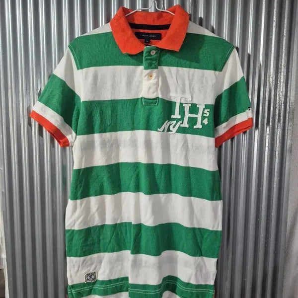 [BUNJANG] Tommy Hilfiger Striped Short Sleeve Polo Shirt M / M 타미힐피거 단가라 반팔 카라티셔츠