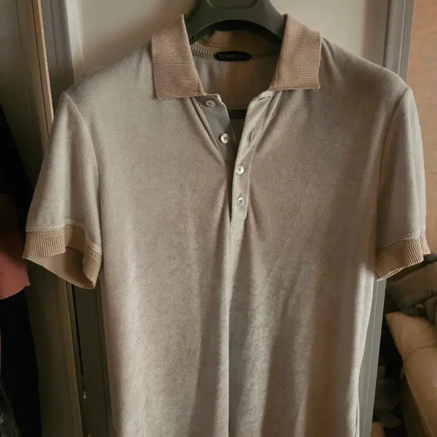[BUNJANG] Tom Ford Men's Velour Short-Sleeve Polo Shirt / 톰포드 벨루어 pk셔츠