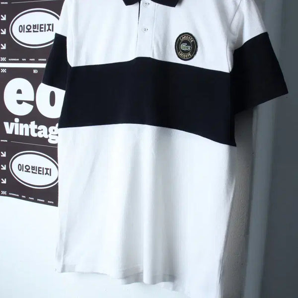 [BUNJANG] Lacoste Color-Block Rugby T-Shirt / (M-L) 라코스테 반팔 카라 티셔츠 배색 럭비 범고래-H36358