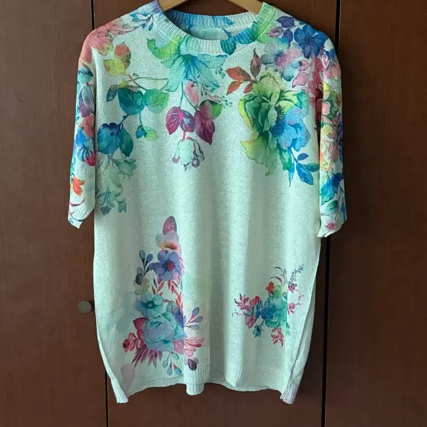 [BUNJANG] Flower Knit T-Shirt / 플라워 니트 티셔츠