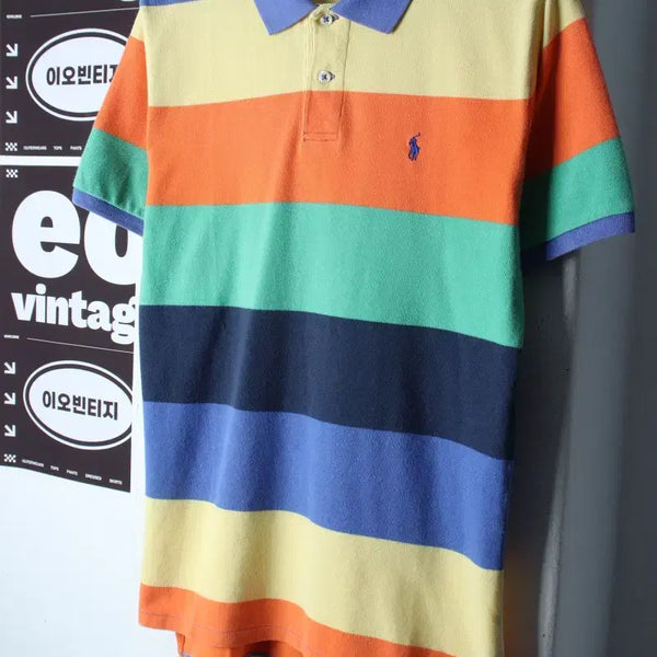 [BUNJANG] Polo Ralph Lauren Short Sleeve Collar T-Shirt Stripe Color Mix / (M) 폴로 랄프로렌 반팔 카라 티셔츠 스트라이프 컬러믹스-H36363