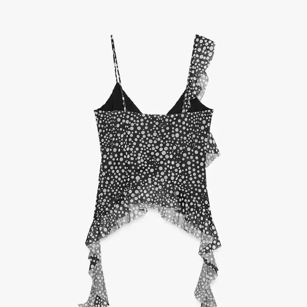 [BUNJANG] Zara Black White Polka Dot Frill Sleeveless Top / 자라 나시