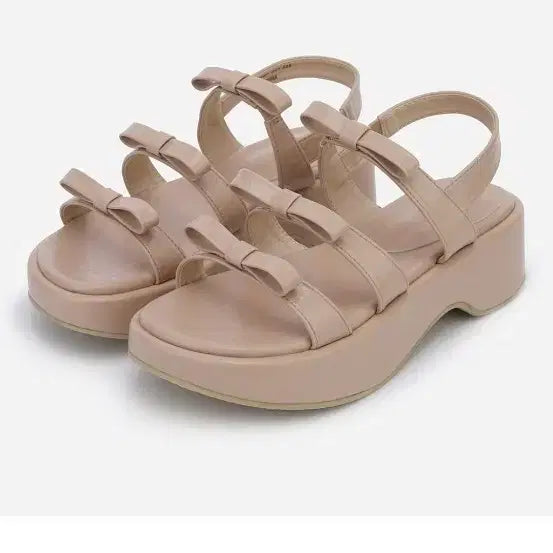 [BUNJANG] Thursday Island Ribbon Platform Sandals (Beige) / 써스데이아일랜드 리본플랫폼샌들