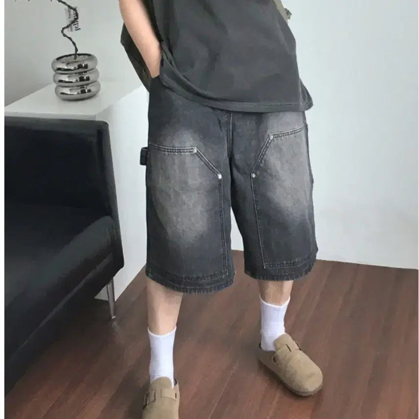 [BUNJANG] Under70 Bermuda Pants Black Denim / 언더70 버뮤다 팬츠