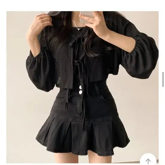 [BUNJANG] Two-Ribbon Summer Sleeveless Top + Cardigan Set / 투리본 여름 나시 + 가디건 에이블리 지그재그