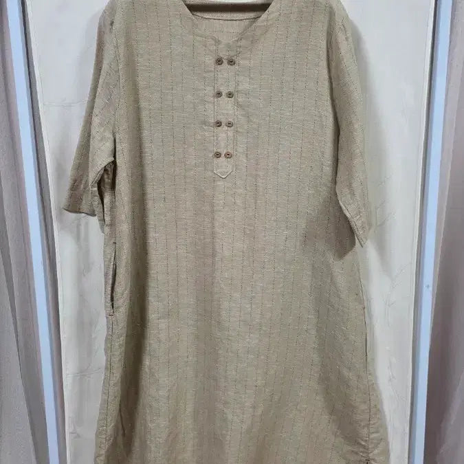 [BUNJANG] Linen Stripe Loose Fit Long Dress / 시원한루즈핏린넨롱원피스(free)