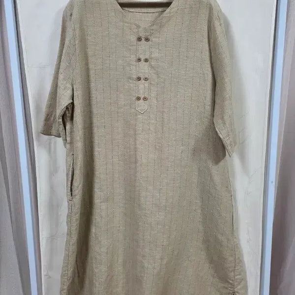 [BUNJANG] Linen Stripe Loose Fit Long Dress / 시원한루즈핏린넨롱원피스(free)
