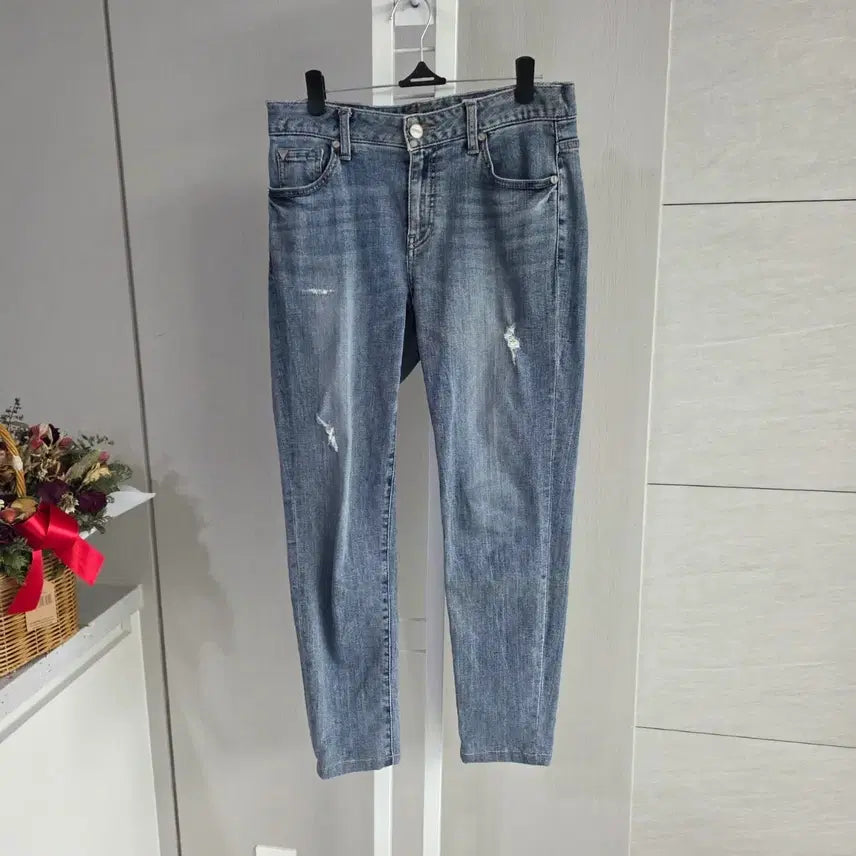 [BUNJANG] Distressed Detail Denim Pants / 데님 팬츠 청바지 찢어진 디테일