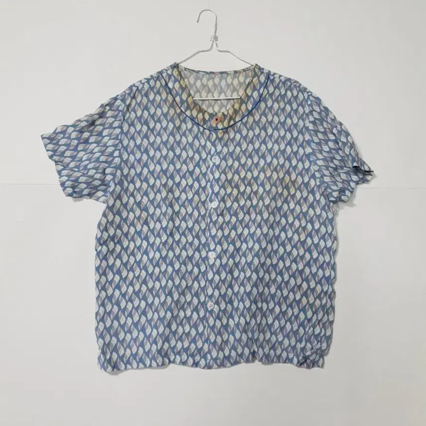 [BUNJANG] Blue Pattern Short Sleeve Shirt / 블루 계열 패턴 반팔 셔츠 1276