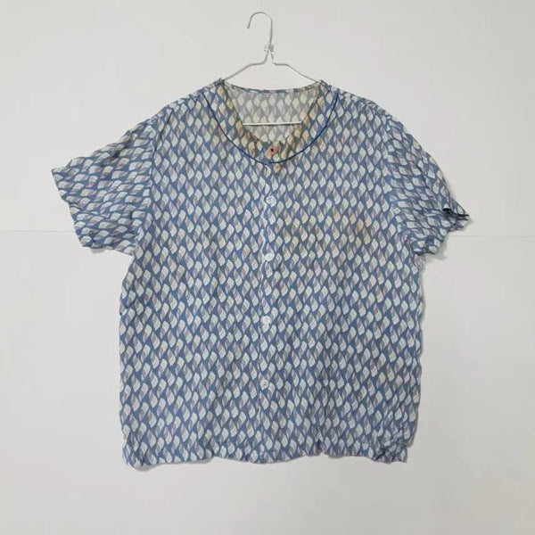 [BUNJANG] Blue Pattern Short Sleeve Shirt / 블루 계열 패턴 반팔 셔츠 1276