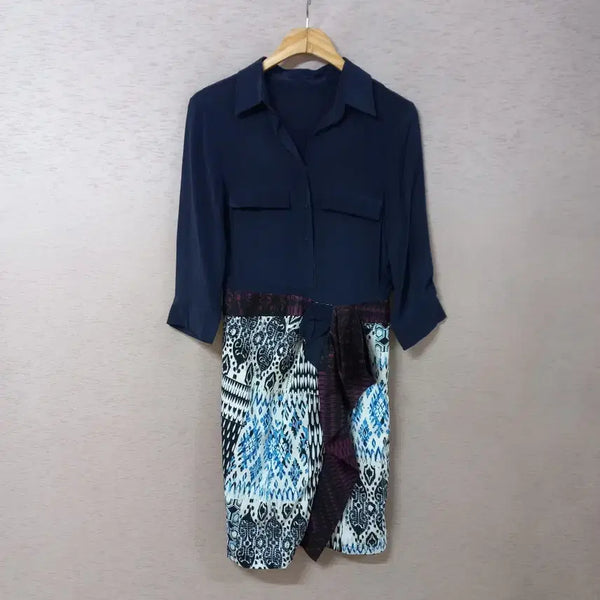 [BUNJANG] Dandy Hara Navy Silk Pattern Dress (Spring/Summer) / B8-17/네이비 실크 패턴 원피스 봄여름 여성