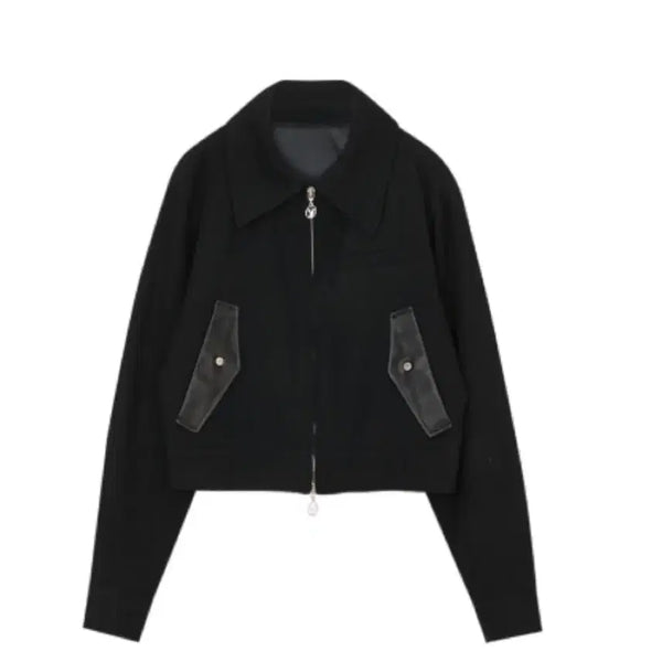 [BUNJANG] Used Leather Detail Jacket / 유즈 자켓