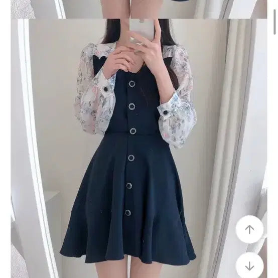 [BUNJANG] Somedays Navy Floral Dress / 썸데이즈 네이비 꽃 원피스 에이블리 지그재그 양산형 지뢰계
