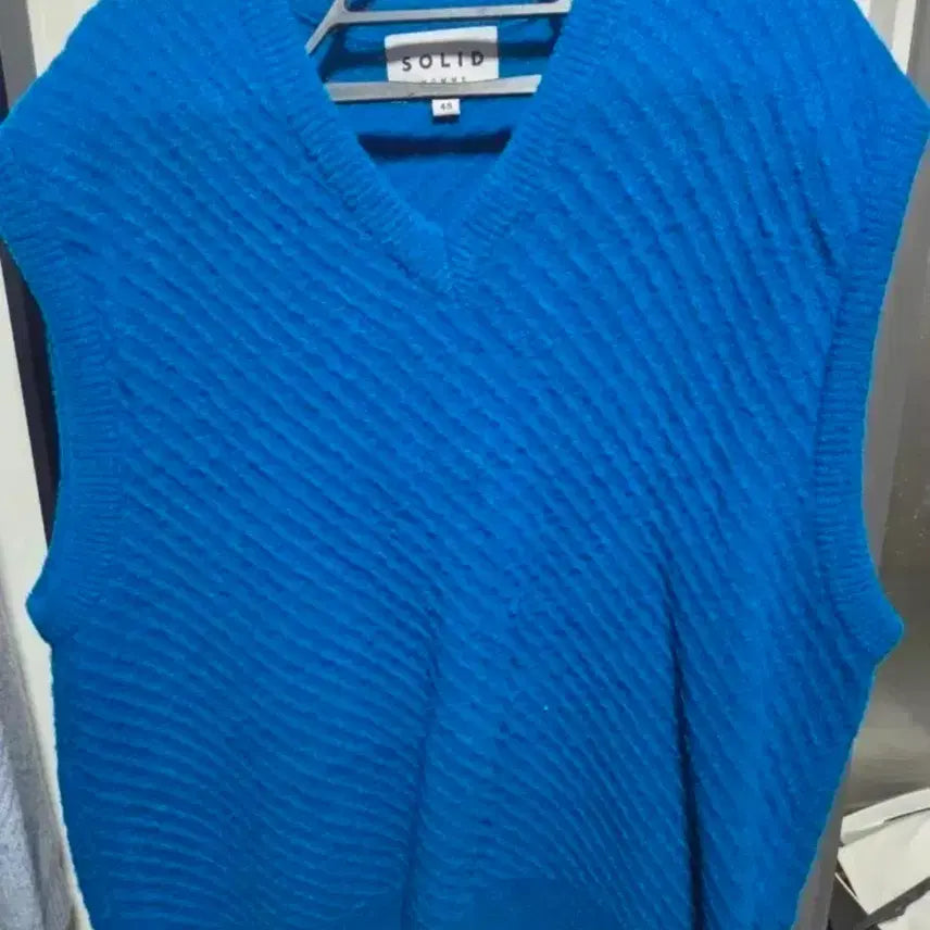 [BUNJANG] Solid Homme Knit Vest Blue Size 48 / 솔리드옴므 니트 조끼 블루 48