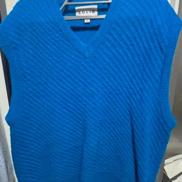 [BUNJANG] Solid Homme Knit Vest Blue Size 48 / 솔리드옴므 니트 조끼 블루 48
