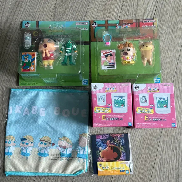 [BUNJANG] Crayon Shin-chan Kuji Summer Figures & Glass Cups Bundle Set / [택포 7.0만]짱구 크레용신짱 쿠지 여름 C상 D상 피규어 E상 유리컵 2개+하위상 일괄