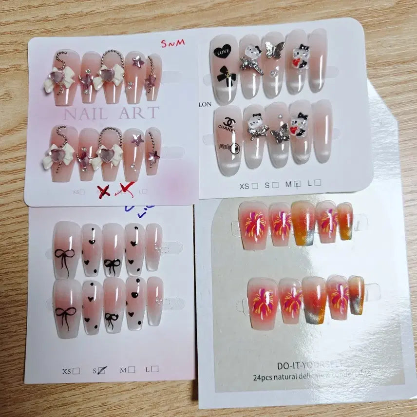 [BUNJANG] Long Nail Tips Bundle Set (4 Packs) / 롱 네일 팁, 4판 일괄