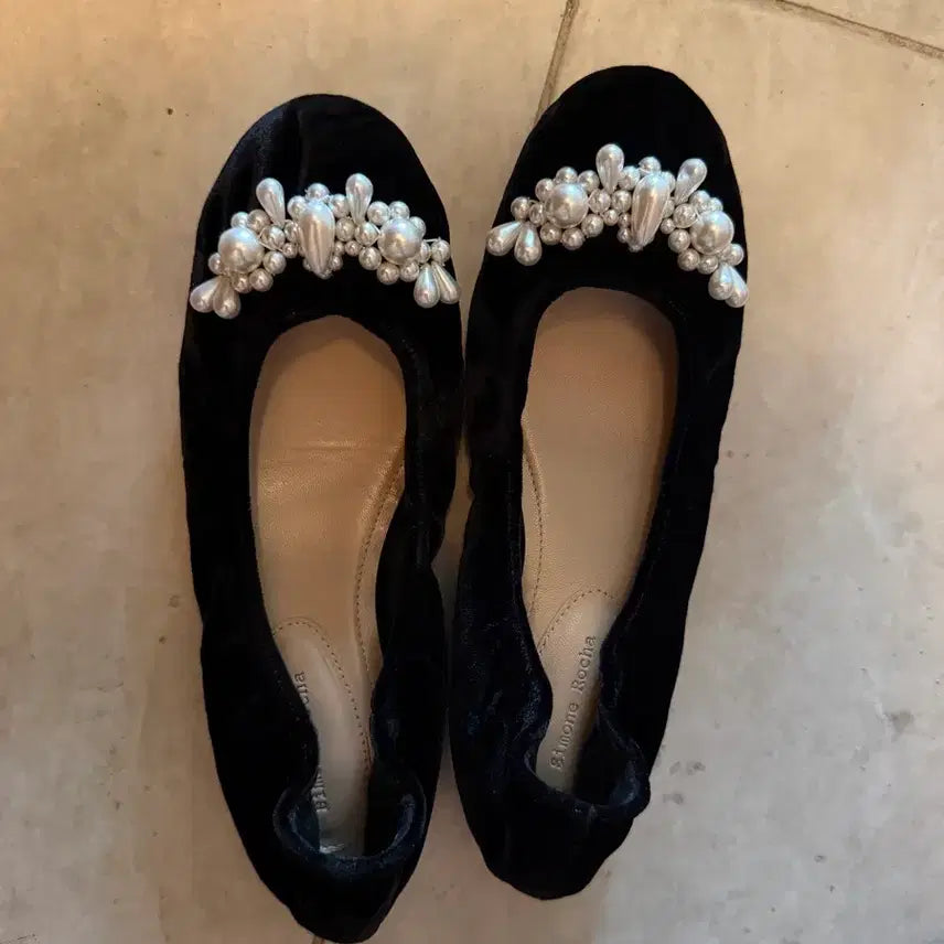 [BUNJANG] Simone Rocha Pearl Embellished Velvet Flats / Simone rocha 시몬 로샤 플랫