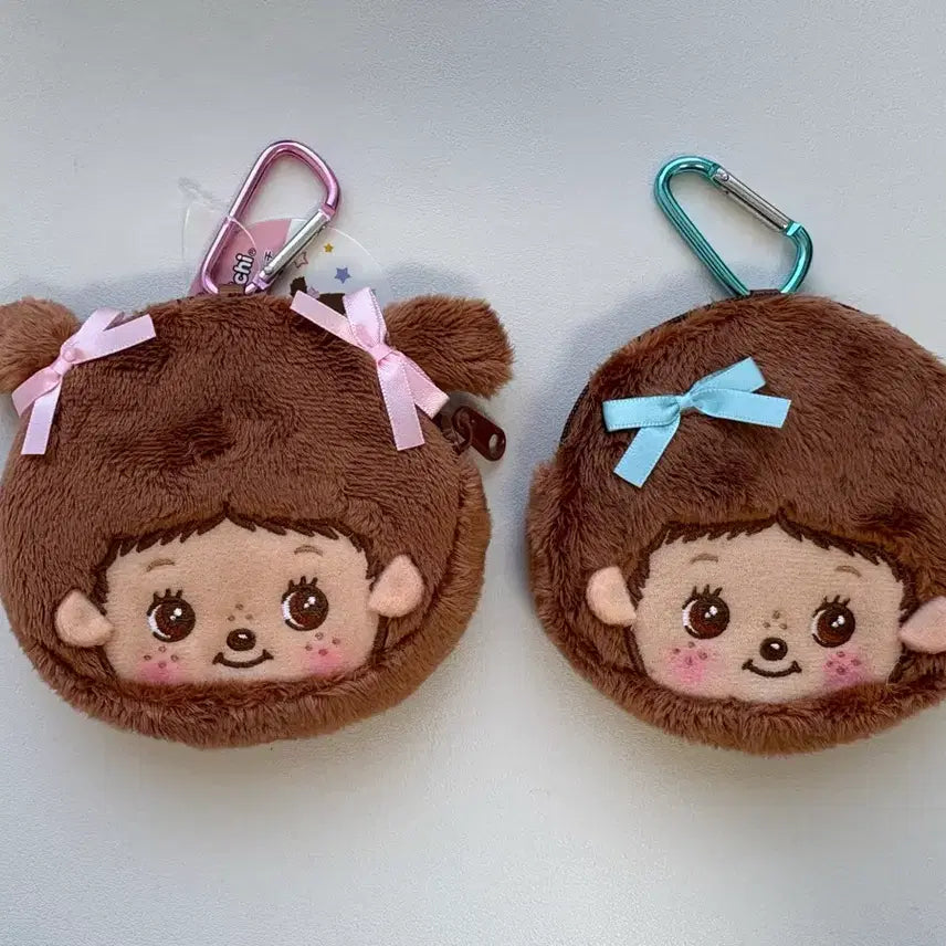 [BUNJANG] Monchhichi Bebe Monchhichi Carabiner Coin Purse Pouch Keychain / 몬치치 베베치치 카라비너 동전지갑 가마구치 키링 새상품