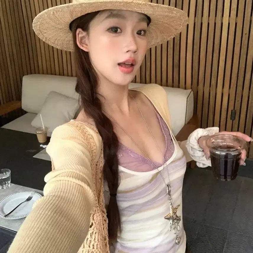 [BUNJANG] Striped Layered Sleeveless Top / 스트라이프 레이어드 나시