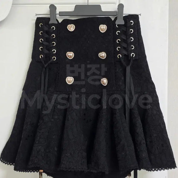 [BUNJANG] Lizlisa Side Lace-up Skirt Black / 리즈리사 사이드 레이스업 스커트 블랙 지뢰계 양지뢰