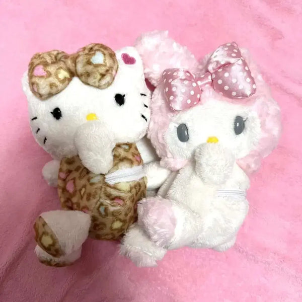 [BUNJANG] Hello Kitty My Melody Leopard Plush Pouch / 키티 마이멜로디 도트 레오파드 인형 갸루깔 핀터깔