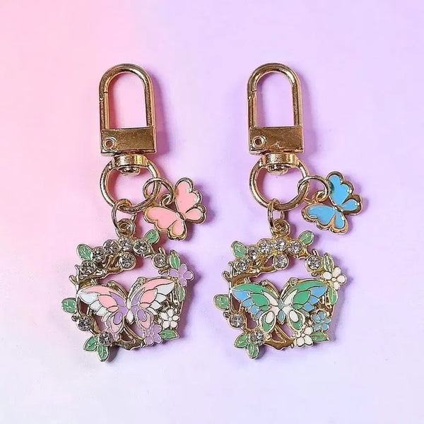 [BUNJANG] Butterfly and Flower Charm Set Keychain / 나비 꽃 키링 1+1