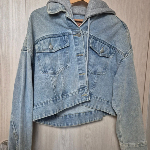 [BUNJANG] Poclaim Hooded Denim Crop Jacket L / Poclaim 후드 데님 크롭 자켓 L