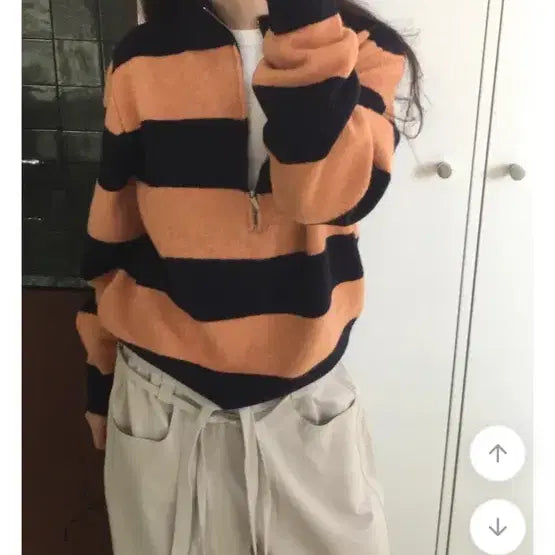 [BUNJANG] Maybe Baby Striped Knit Zip-Up / 메이비베이비 니트집업
