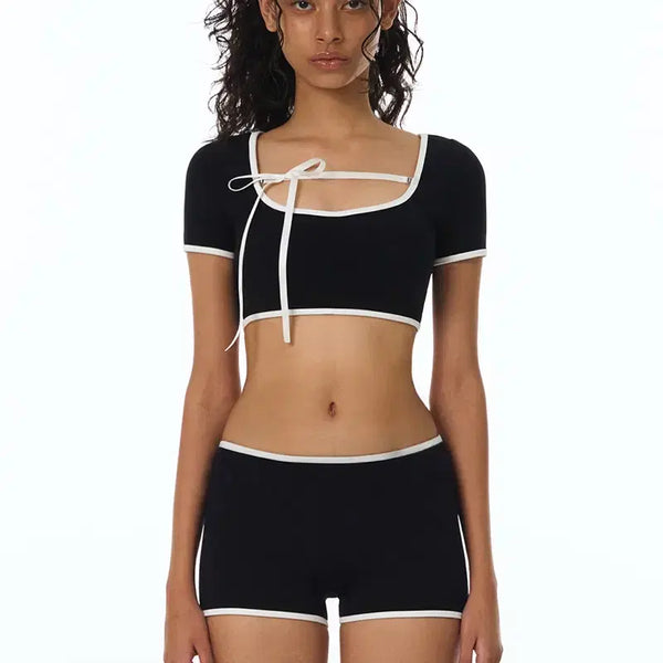 [BUNJANG] VenusJ Bikini Short Sleeve Swimsuit Top / 비나제이 비키니 수영복 라인 수영복 (정가 79,000원)