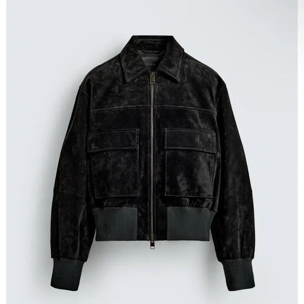 [BUNJANG] Zara Cropped Suede Jacket Black L / (새상품) 자라 크롭핏 스웨이드 자켓 블랙 L