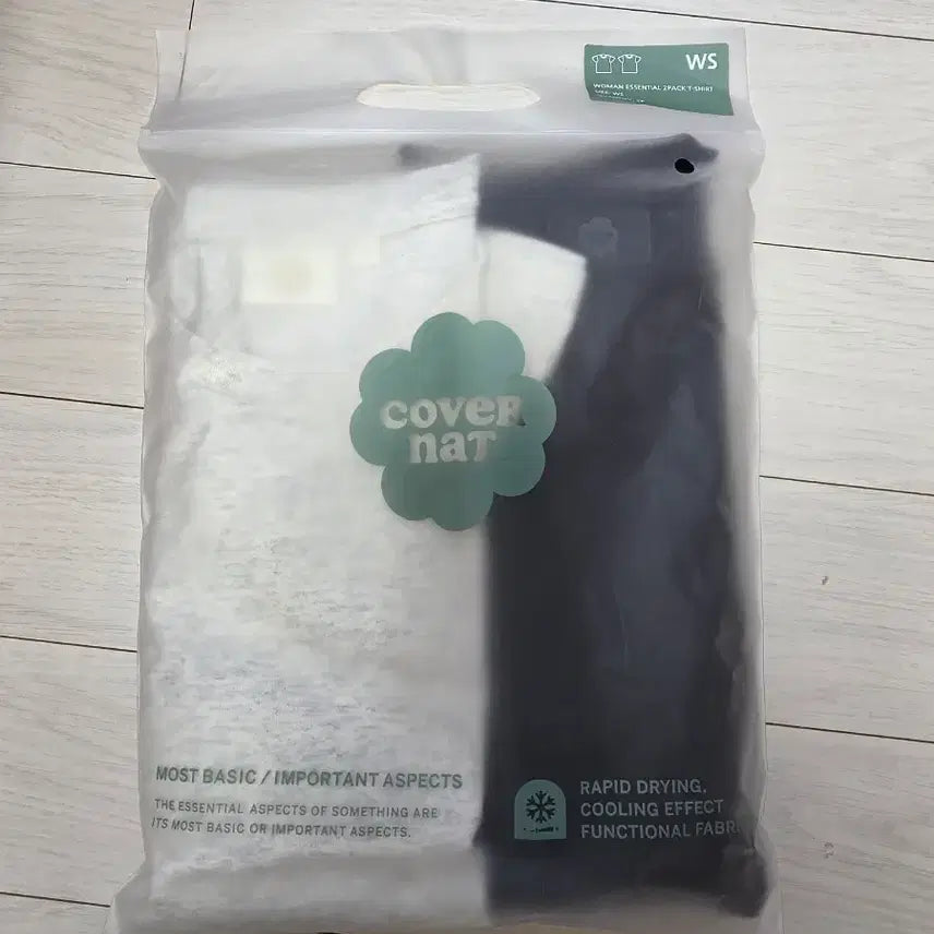 [BUNJANG] Covernat Women's 2-Pack T-Shirt Set (Oatmeal + Black), WS Size / 커버낫 우먼스 투팩 2pack 티셔츠 새상품 WS 사이즈 오트밀+블랙