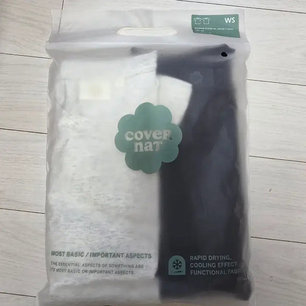 [BUNJANG] Covernat Women's 2-Pack T-Shirt Set (Oatmeal + Black), WS Size / 커버낫 우먼스 투팩 2pack 티셔츠 새상품 WS 사이즈 오트밀+블랙