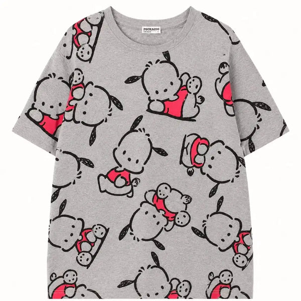 [BUNJANG] Sanrio Pochacco Vintage Graphic T-Shirt - Grey / 포차코 반팔 티셔츠 그레이 빈티지