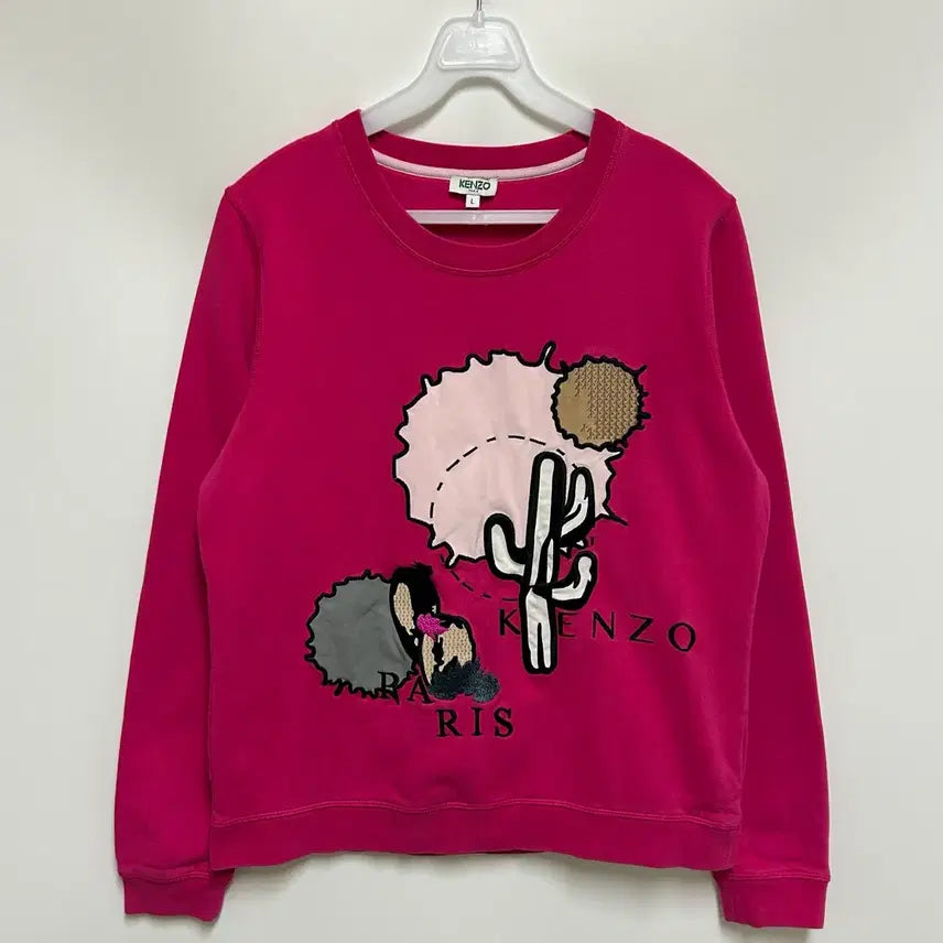 [BUNJANG] KENZO Cactus Graphic Sweatshirt (Hot Pink) / [여자-90]KENZO 겐조 선인장 그래픽 스웨트셔츠