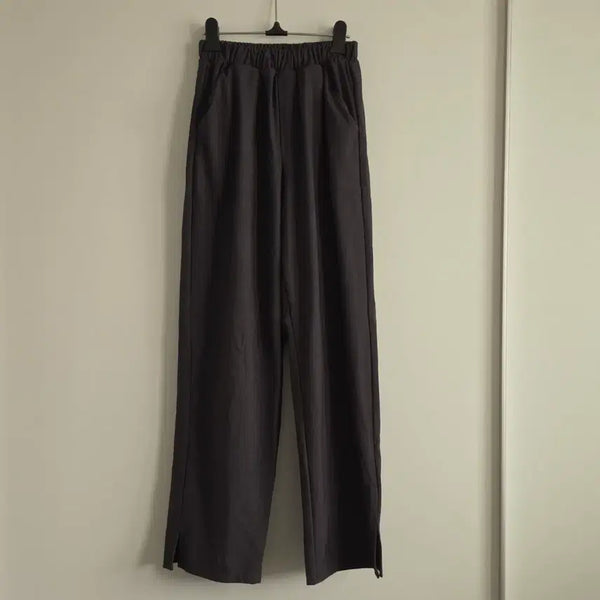 [BUNJANG] Wide Banding Pants (Black/Grey) - 2 Piece Bundle Set / 기장100 세미 와이드 밴딩 팬츠 2장 일괄