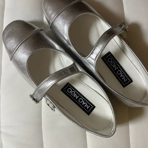 [BUNJANG] Marc Mock Silver Mary Jane Flat Shoes / 마크모크 실버 메리제인 플랫슈즈