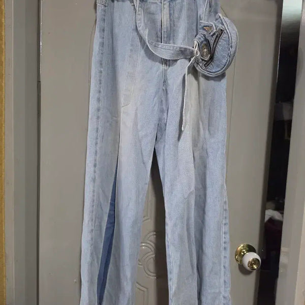 [BUNJANG] SJYP Light Wash Denim Pants with Mini Bag / sjyp청바지