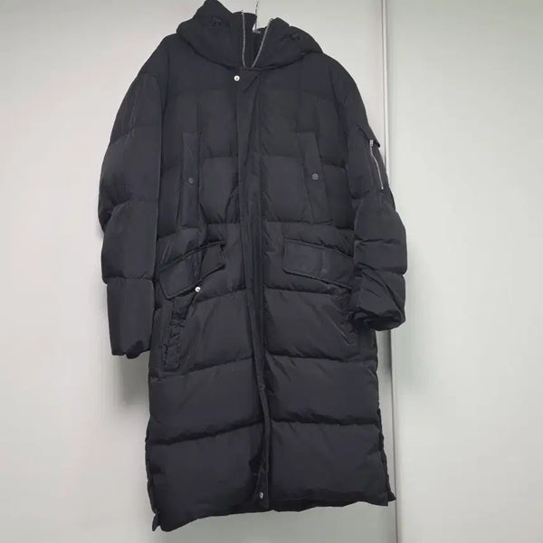 [BUNJANG] Goose Blend Black Long Padded Jacket / 구스 혼방 블랙 롱패딩
