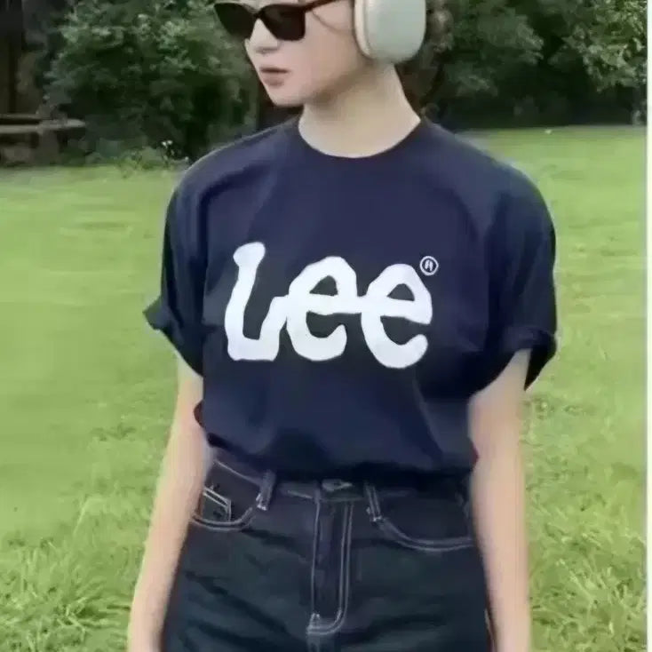 [BUNJANG] Lee Printing Navy Short Sleeve T-Shirt / Lee 프린팅 네이비 반팔티
