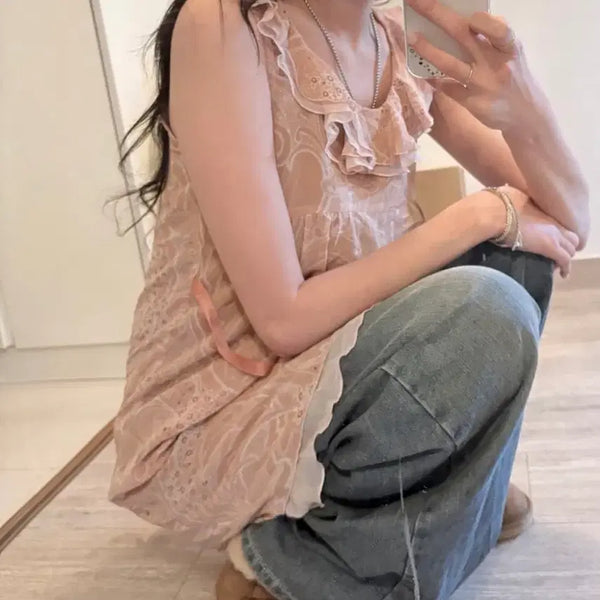 [BUNJANG] Vintage Ethnic Frill Lace Dress / 하무니장롱빈티지 에스닉 프릴 레이스 원피스 / 하구미모리걸아오이유우에이블리무신사지그재그