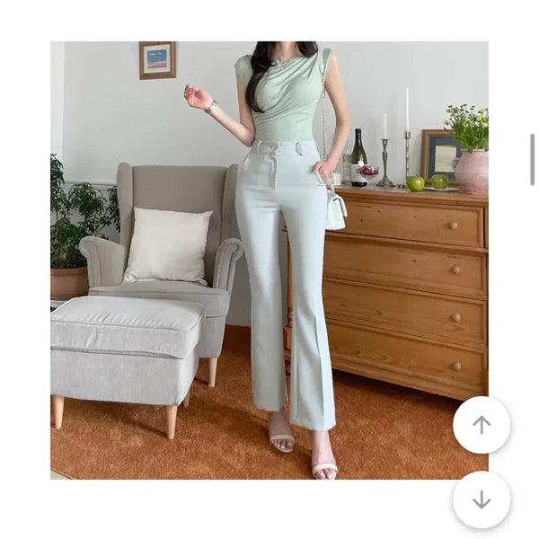 [BUNJANG] Mint Sleeveless Top and Slacks Set / 민트 민소매+슬랙스 세트