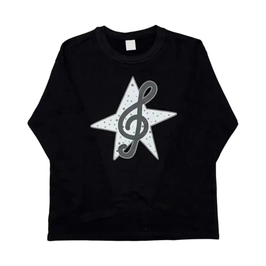 [BUNJANG] Black Melody Dot Long Sleeve T-Shirt / 블랙 멜로디 도트 롱슬리브
