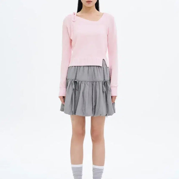 [BUNJANG] 8seconds Pink Ribbon Knit Top / 에잇세컨즈 핑크색 리본 니트