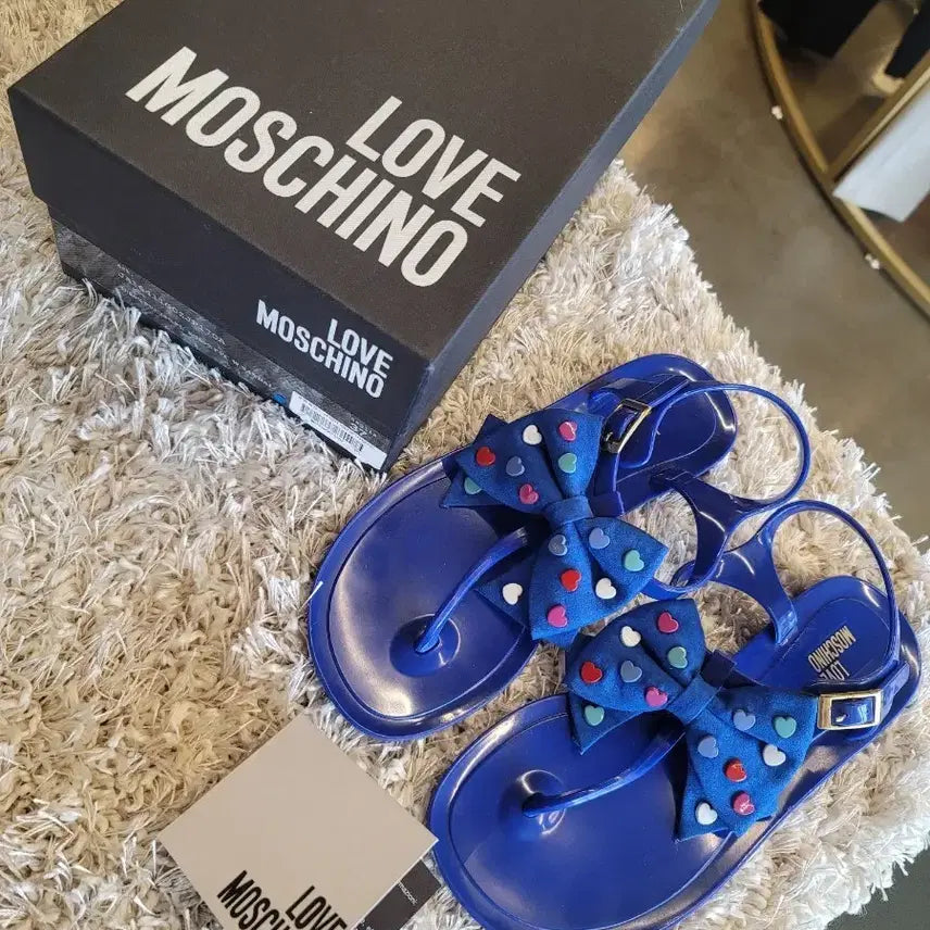 [BUNJANG] Love Moschino Blue Ribbon Flip-Flop Sandals / 러브모스키노 블루리본쪼리샌들(37)