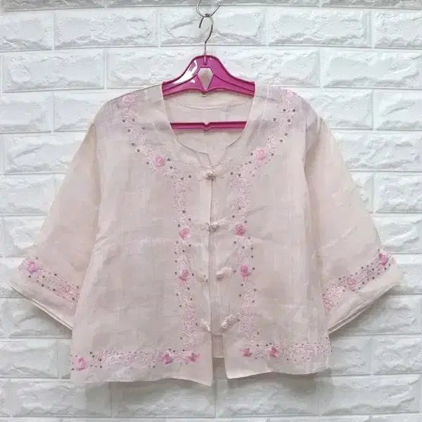 [BUNJANG] Embroidered Ramie Shirt for Women / 500 여성모시셔츠 자수 가슴55 총장52/창고갤러리