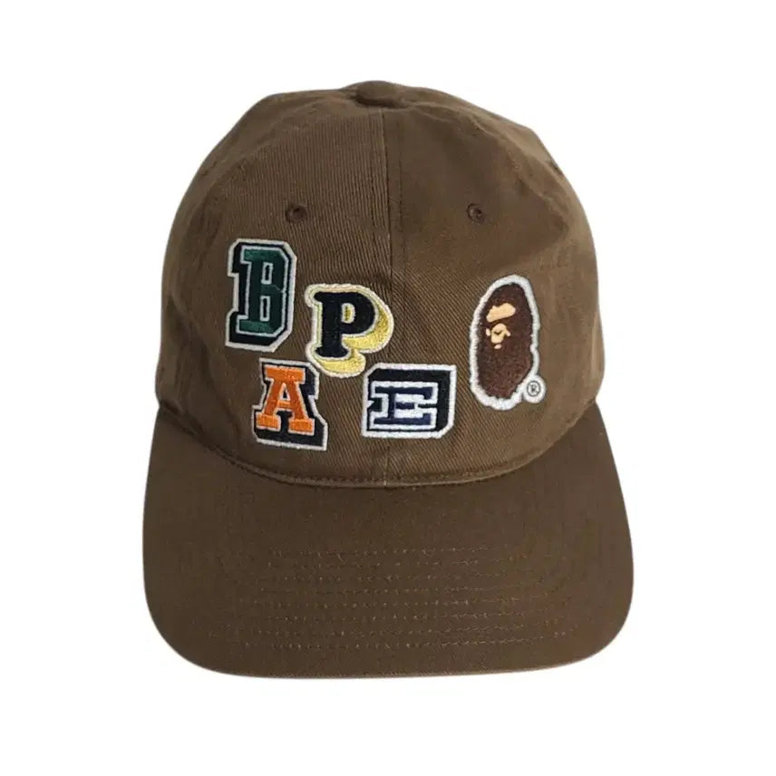 [BUNJANG] BAPE Multi Font Patch Panel Ball Cap Brown / BAPE) 22SS 베이프 멀티 폰트 패치 패널 볼캡 모자 브라운