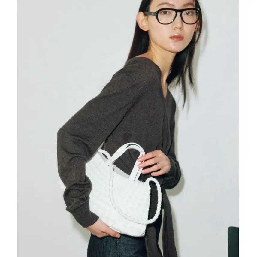 [BUNJANG] Comorevi Museum Weaving Tote Shoulder Bag White / 꼬모레비뮤지엄 위빙 토트 숄더백 화이트